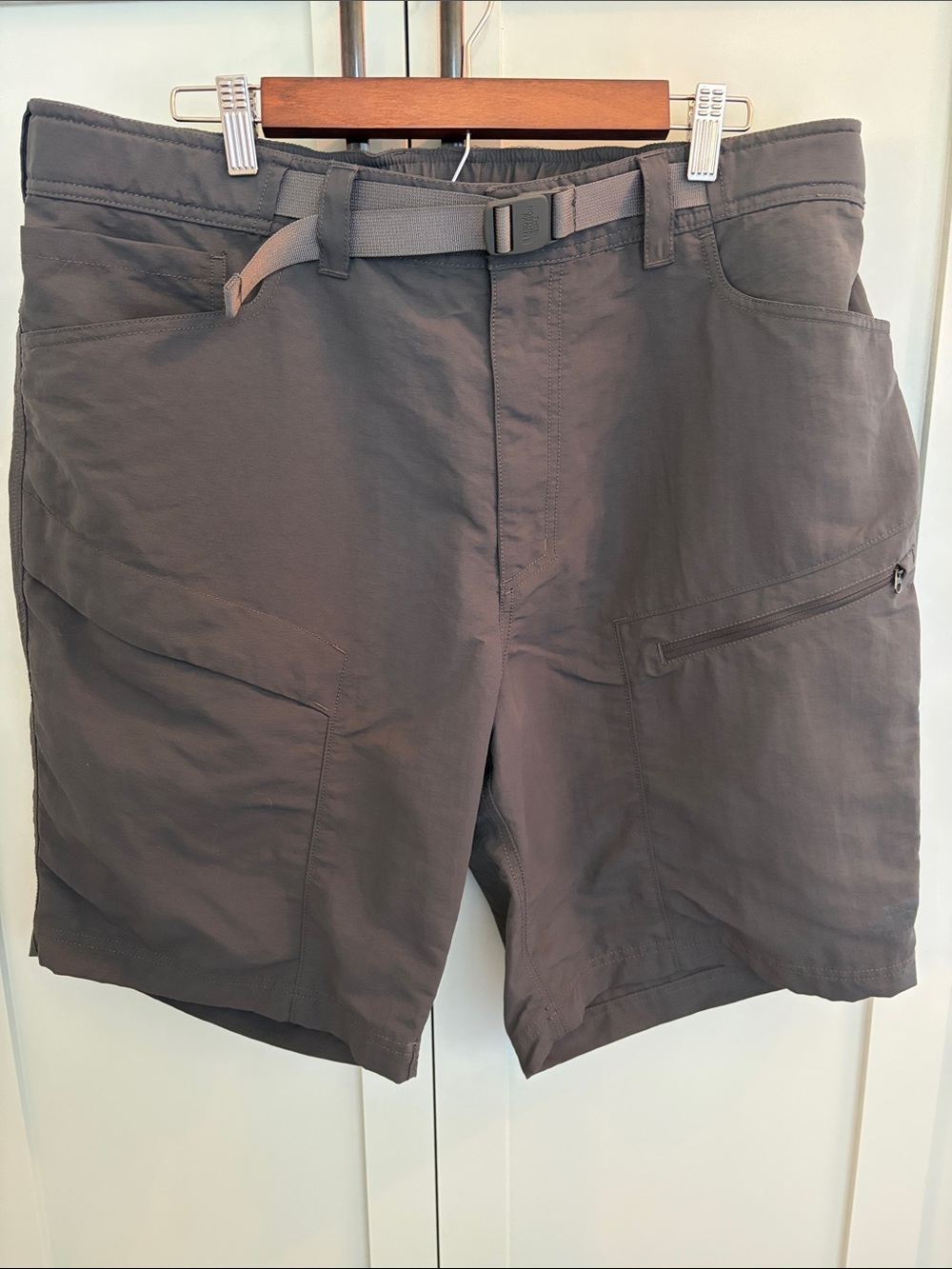 The North Face Men's Cargo Shorts in Charcoal Gray with Built-In Belt